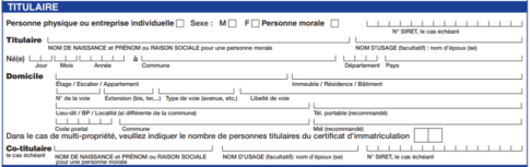 Cerfa 13750 : Demande De Certificat D'immatriculation